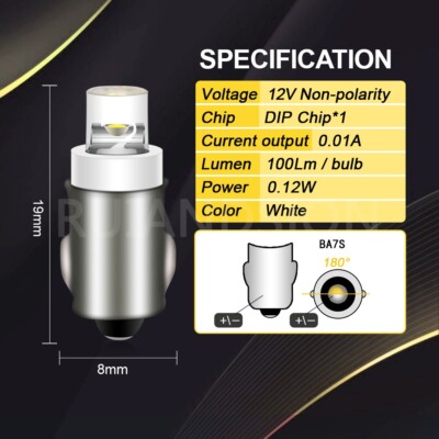 10pcs12V BA7S LED WHITE DASH GAUGE WARNING SWITCH BULB CLASSIC - Foto 14