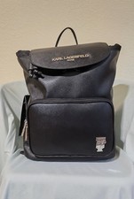 Karl Lagerfeld Paris KHLOE Large Black Vegan Faux Leather 15" Laptop Backpack NW