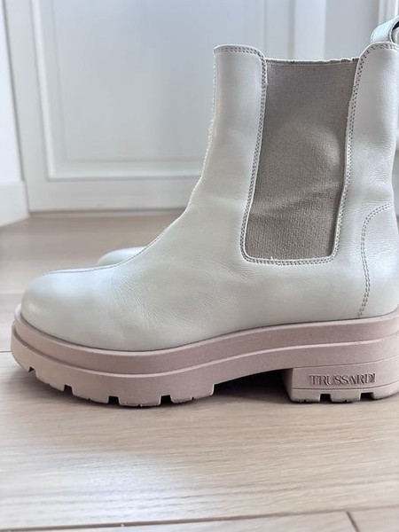 Women Trussardi Boots Beige Leather 38