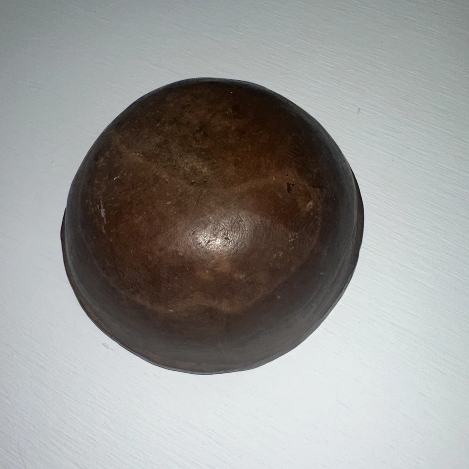 Vintage Primitive Hand Carved Wood Bowl & Spoon 4” - Image 2 of 4