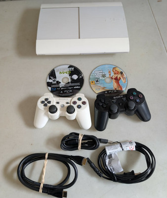 PlayStation 3 PS3 Super Slim White 500gb CECH-4001C BUNDLE