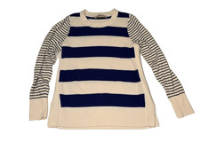 Ann Taylor Loft XS Blue Cream Striped Sweater Long Sleeve