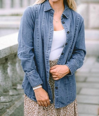 Pretty Bash Denim Button Up Jacket Sky Blue