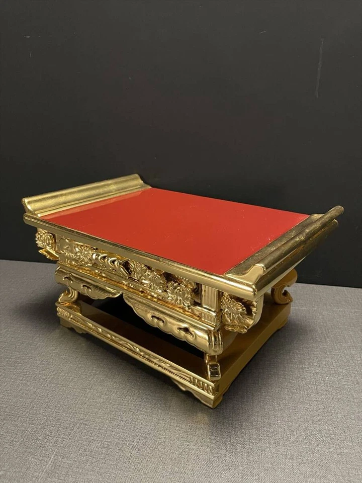 Tavolo Wazan legno oro altare buddista giapponese tradizionale usato - Immagine 2 di 4