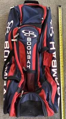 Boombah Blue Red Black White Rolling Bat Bag - 40'' x 19'' x 12'' All Zippers Work