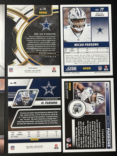 Lote de 6 tarjetas de fútbol americano Micah Parsons Dallas Cowboys/Penn St troqueladas, insertadas y más - Imagen 6 de 6