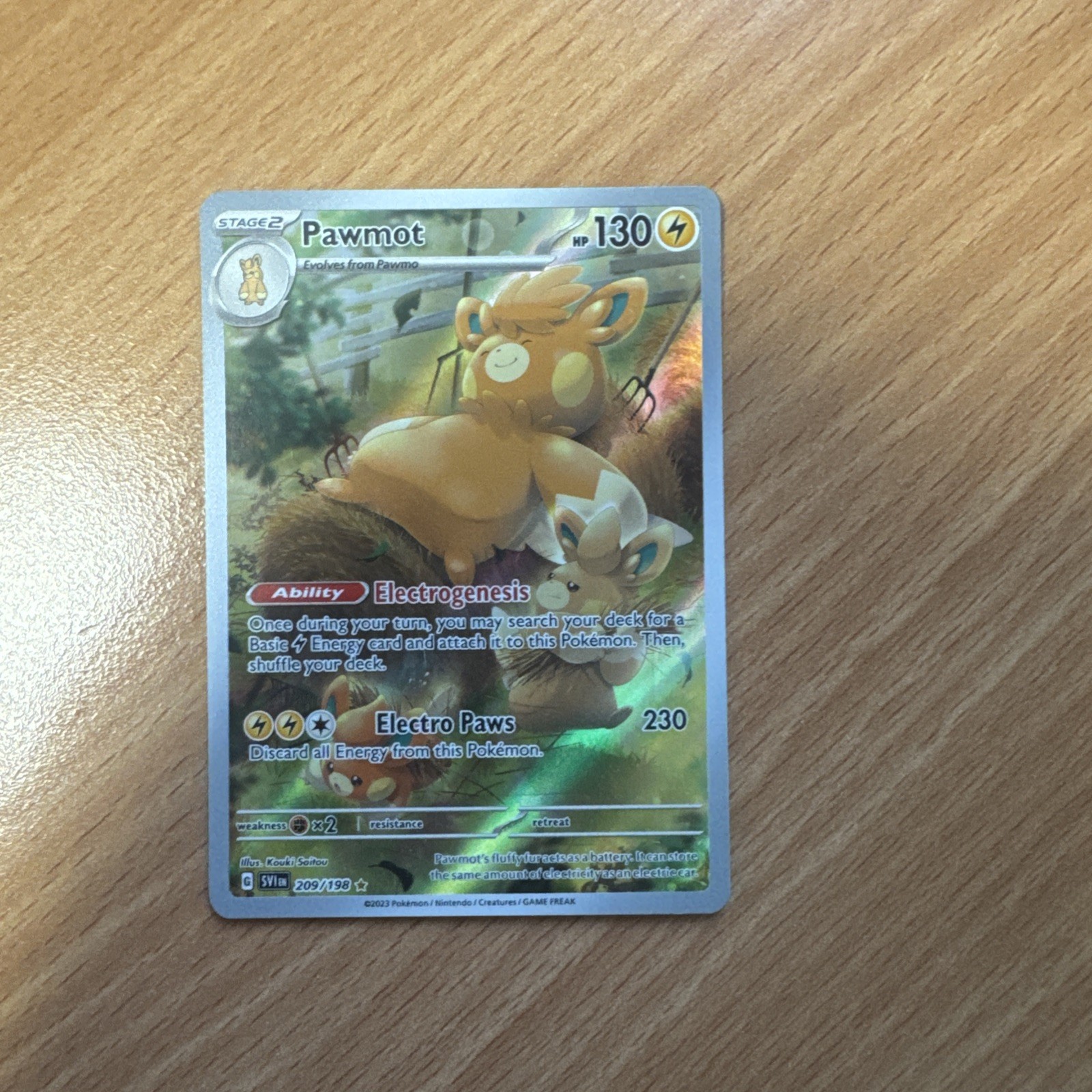 Pokemon Pawmot 209/198 Scarlet Violet Holo Illustration Rare Card M/Nm Condition