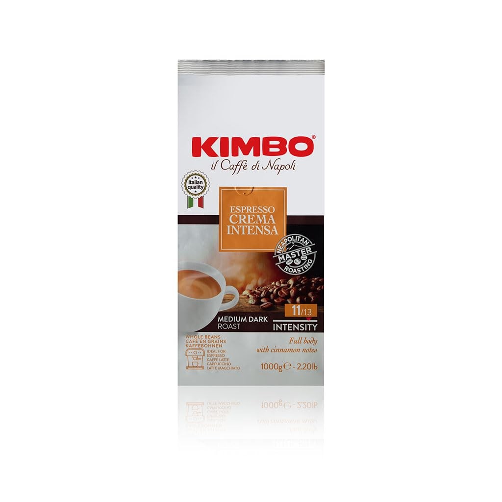 Kimbo Crema Intensa Whole Coffee Beans, Medium Roast, 1kg Bag | Premium Italian Coffee, Roasted in Naples, Intensity 11/13, Intense Flavour, Long-Lasting Crema, Bean-to-Cup, Bulk Pack - Image 2