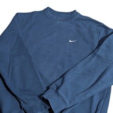     Vtg Y2K/2000s Nike Swoosh Silver Tag Crewneck Sweatshirt Navy Blue - MEDIUM