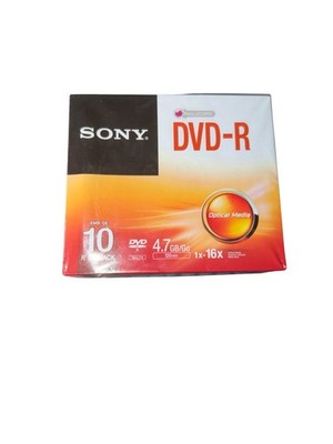 Sony DVD-R 120 Minute 4.7GB 1X-16X Blank Discs Brand New & Sealed 1 Pack Of 10