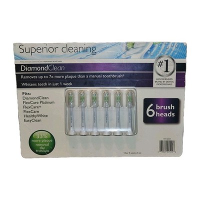 Philips DiamondClean Brush Heads Replacement 860427 FlaxCare EasyClean 6-pk