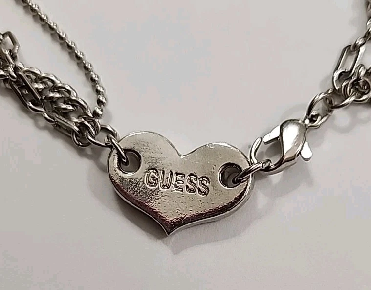 GUESS 3 цепи ошейник w многоцветный со стразами Pave сердце - Изображение 3 из 4