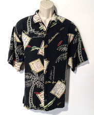 TOMMY BAHAMA Men's Hawaiian Swinger's Club S/S Silk Camp Shirt Sz Lg 100% Silk