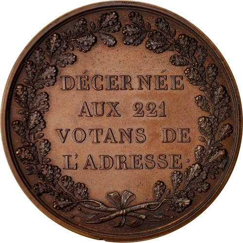 [#414020] Frankrijk, Medal, Charles X, Adresse des 221, Charles X, History, 1830 - Afbeelding 2 van 2
