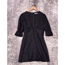 Reformation Dress 8 Womens Simi Linen Mini Black