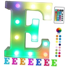  Colorful LED Marquee Letter Lights with Remote – Light Up Letter E 16 Colors