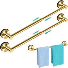 MGahyi 2Pcs Gold No Drill Adjustable Stainless Steel Suction Cup Towel Bar