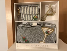 Sincerely Jules Martini 3 Pc Set Beaded Shoulder Bag Mini Bag And Bag Accessory