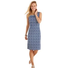 Talbots Sz XS Blue Star Geometric Effortless Jersey Shift Dress