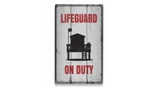 Lifeguard on Duty Rustic Distressed Sign, Personalized Wood Sign