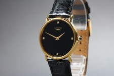 Reloj Longines 847 4222 L847.4 negro 4 diamantes cuerda manual para hombre EXCELENTE+++++