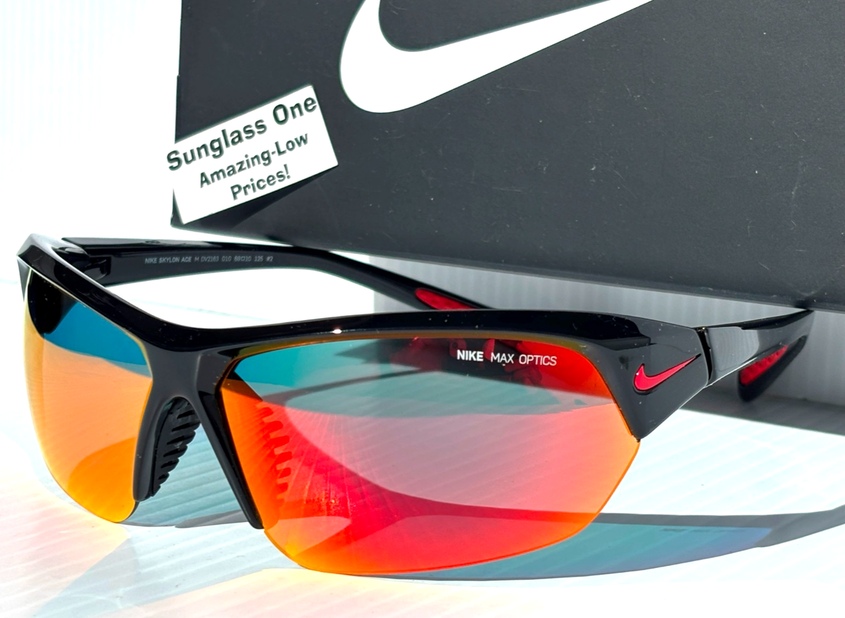 Nike SKYLON ACE Black MAX Optics Red Mirror Lens Sunglass DV2163