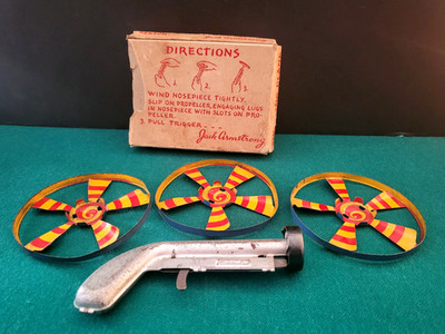 RARE 1933 Jack Armstrong Shooting Plane Toy With Original Mailer Box- IT WORKS!