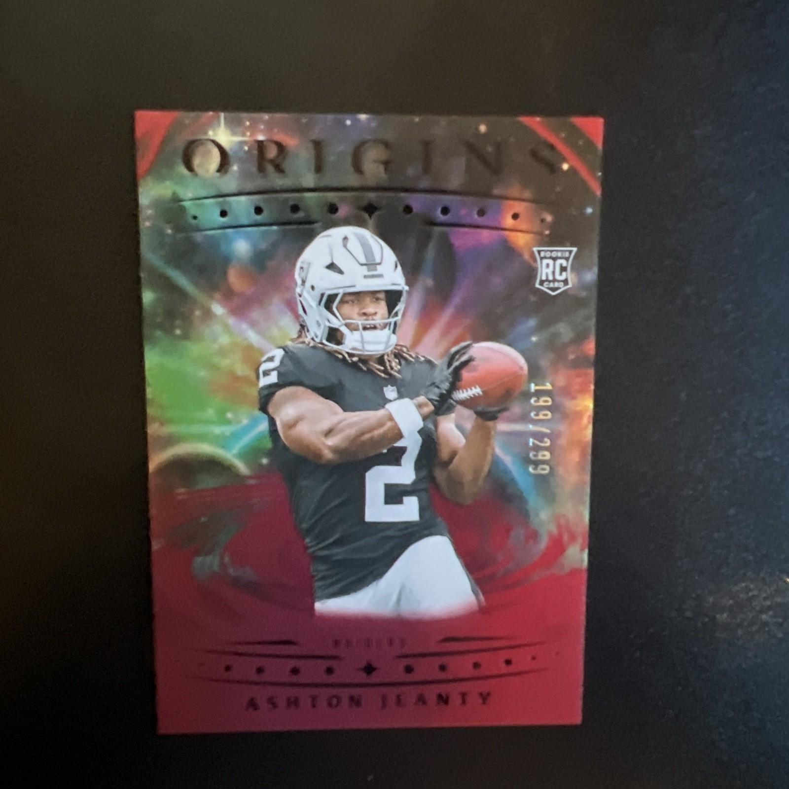 ASHTON JEANTY RC #/299: 2025 Panini Origins -Holo Red -Raiders #139