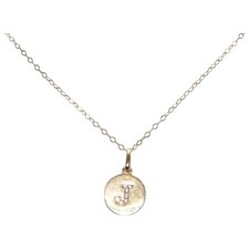 14 KT Yellow Gold J Initial Cubic Zirconia Gemstone Necklace