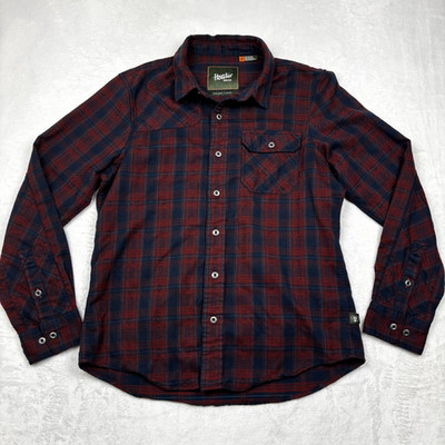 Howler Bros Harker Flannel Shirt Mens M Red Blue Plaid Long Sleeve Button Up
