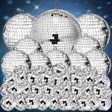 100 Pcs Mirror Disco Balls Bulk Assorted Silver Hanging Disco Ball Decor for ...