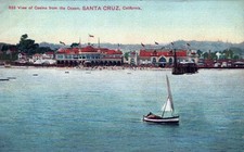 Vintage postcard, View of Casino from the Ocean, Santa Cruz, CA 