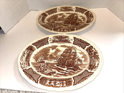 2- Fair Winds Alfred Meakin Staffordshire England Ceramic Platter display