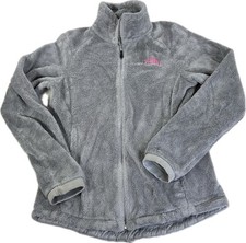 The North Face Women's Size Small Gray Fleece Jacket Full Zip Pink Logo