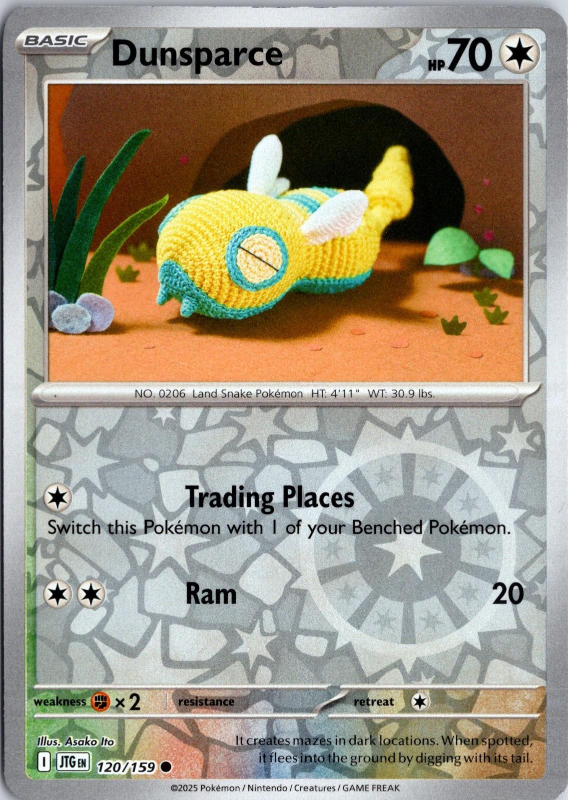 Dunsparce 120/159 Common Journey Together Pokemon Reverse Holo Near Mint