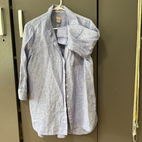 Chicos 100% Linen Button Shirt Size 1 (US size 8/10) Blue