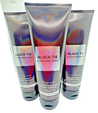 Bath  Body Works Men's Collection Black Tie Body Cream 8 Oz x3