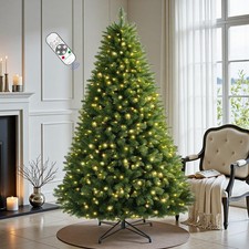 6 FT Pre-lit Christmas Tree Spruce with Remote Control, 300 Warm White Multi-...