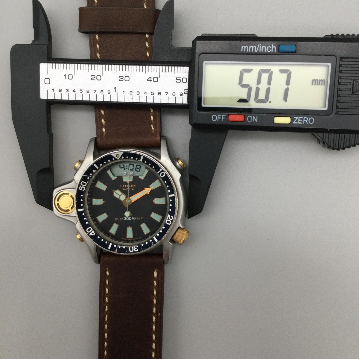 Vtg Citizen Aqualand C023-088069 Mens Watch 51mm Black Diver 200M