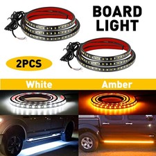 Amber White 60 LED Running Dynamic Turn Signal Board Light Side Step Strip 2pcs