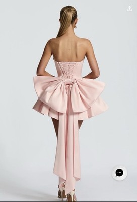 HOUSE OF CB Pink Off the Shoulder Backless Mini Dress with Bow Accent, Size  S | eBay