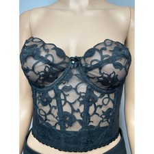 Vintage Victoria Secret Black Lace Corset Size 34C Gold Label