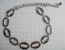 Vintage Mod Groovy Silver Chunky Metal Chain Belt 42" L Oval Link Atomic GoGo