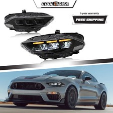 LED Projector Headlights For Ford Mustang 2018-2023 Sequential signal lamp pair