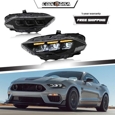 Pair Full LED Headlights For Ford Mustang 2018-2023 Sequential Head Front Lamps