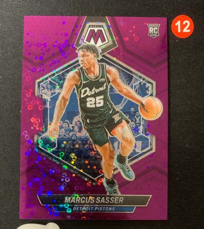 Marcus Sasser 2023-24 Panini Mosaic RC Purple Fast Break 26/50 #229
