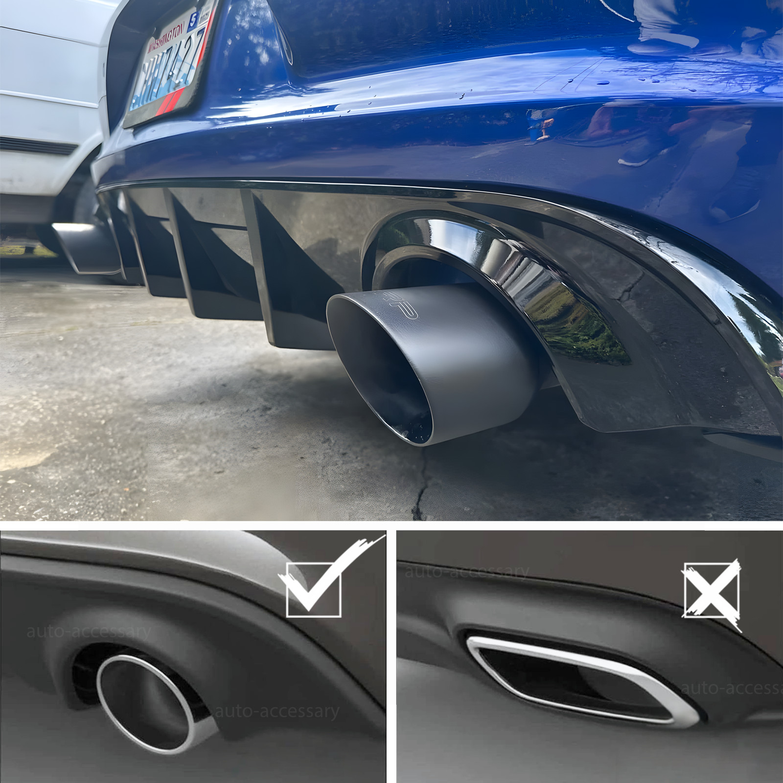 For Dodge Charger R/T SE SXT 2015-2023 Rear Bumper Diffuser Lip Gloss Black ABS