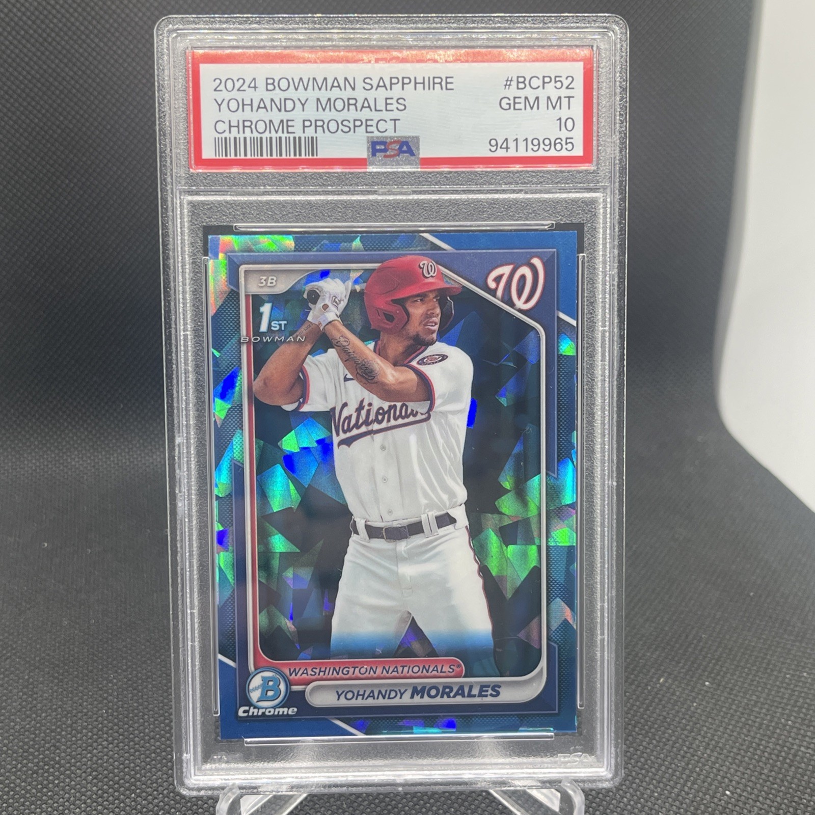 YOHANDY MORALES 2024 BOWMAN CHROME 1ST SAPPHIRE NATIONALS GEM RC PSA 10