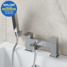 Modern Chrome Bathroom Bath Shower Mixer Filler Tap Brass Square Handset Hose