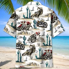 Desert Flat Track Bike Racing Hawaiian Shirt, Short Sleeve Unisex, Beach Shirt